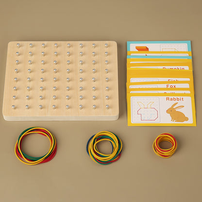 Wooden Montessori Toys Geometric Nail Plate for Toddlers 5