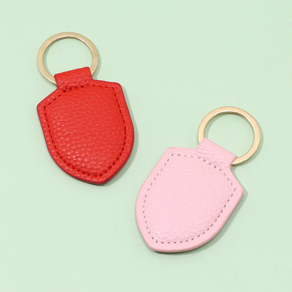 Leather Shield Keychain Classic Design with Metal Ring 3
