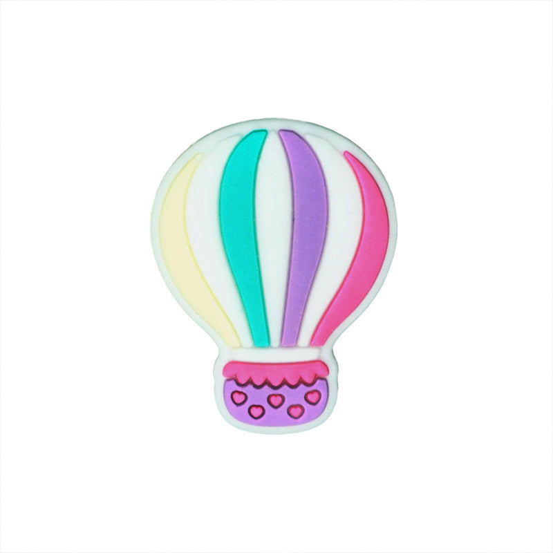20pcs Silicone Focal Beads Hot Air Balloon Striped Design 6