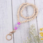 Daisy Silicone Bead Wristlet Keychain with Wooden Beads 15