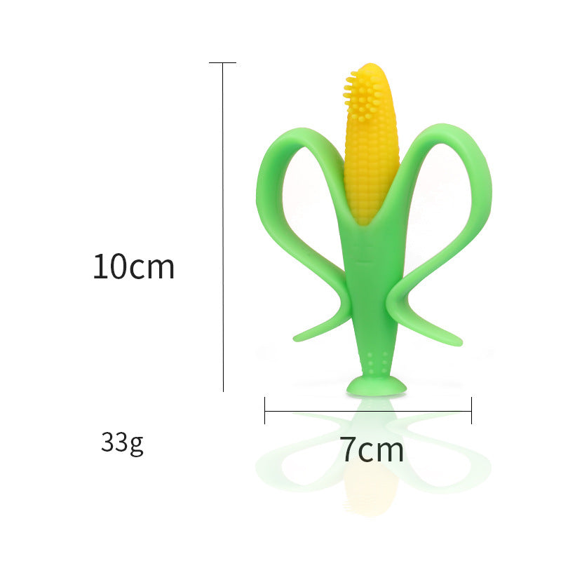 Corn Shape Silicone Teething Toy Baby Teether with Suction Cup 4