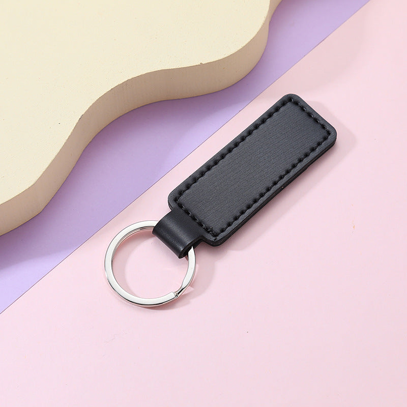 Creative PU Leather Keychain Rectangular Tag with Metal Ring 10