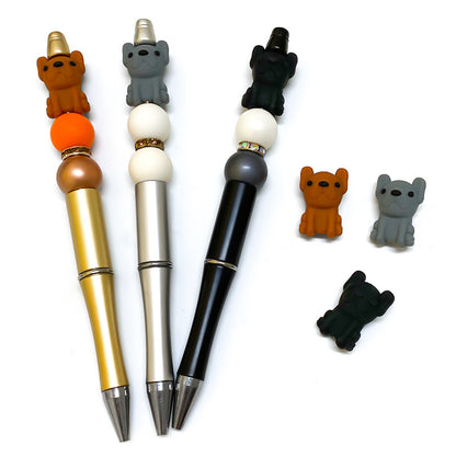 20Pcs Silicone 3D Focal Beads Puppy Sitting Pose 3