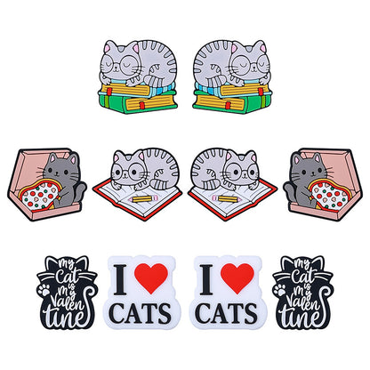 Silicone Focal Beads Cat Theme I Love Cats Text Design 2