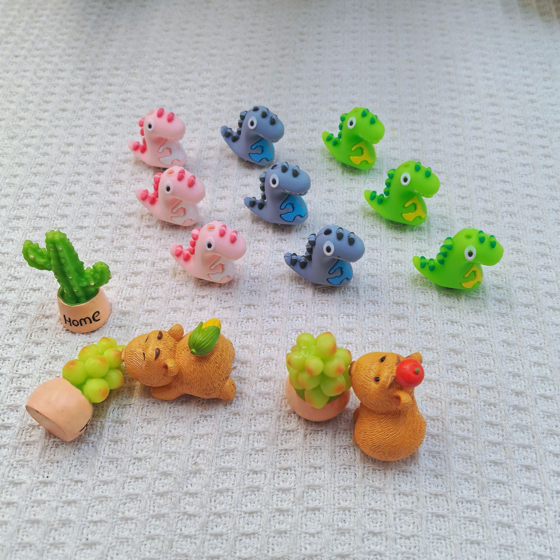 20Pcs Silicone 3D Focal Beads Dinosaur Three Color Cute Design