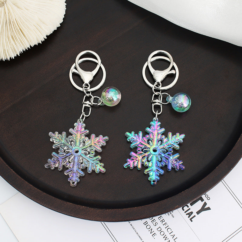 Creative Snowflake Acrylic Keychain Iridescent Charm 3