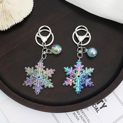 Creative Snowflake Acrylic Keychain Iridescent Charm 3