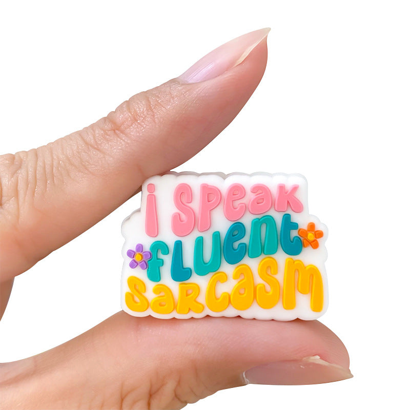 20Pcs Silicone Focal Beads I Speak Fluent Sarcasm With Printed Text 5
