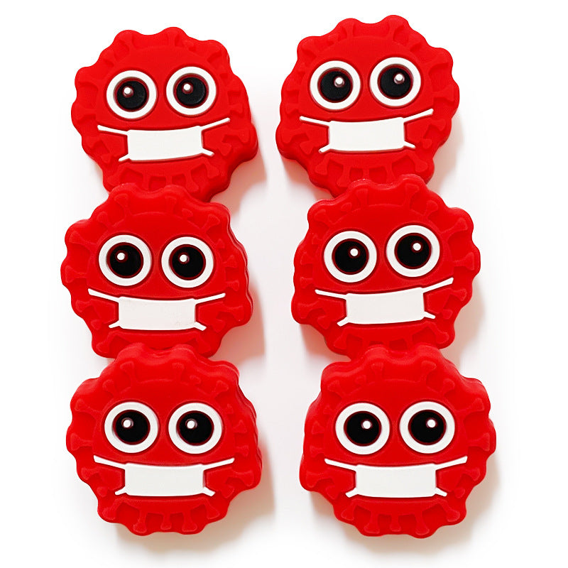 20Pcs Silicone Focal Beads Bacterial Virus Cartoon Face Design 5
