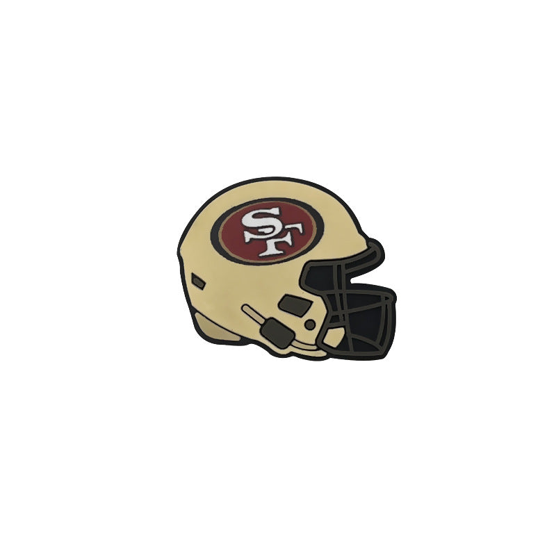20pcs Silicone Focal Beads Football Helmet Printed Design 14