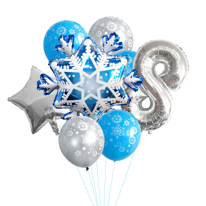 Ice Snow Theme Snowflake Foil Balloon Set Party Decoration 5