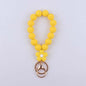 Flower Silicone Bead Wristlet Keychain with Daisy Charm 14
