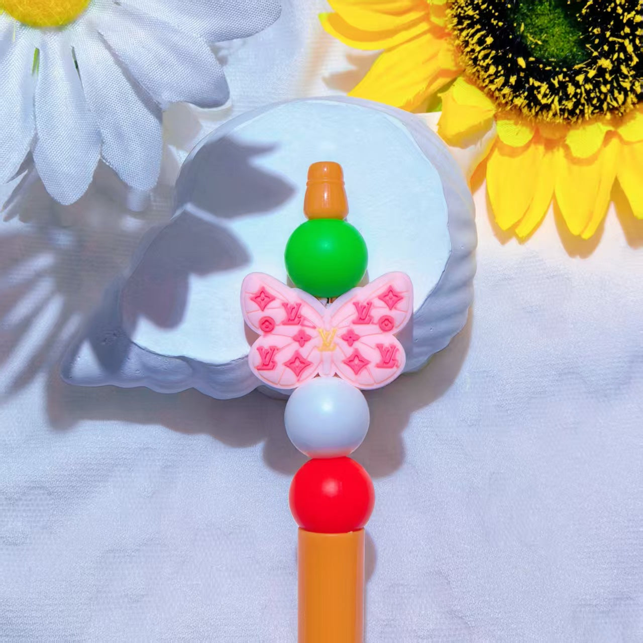 20Pcs Silicone Focal Beads Butterfly Three Color Pattern 7