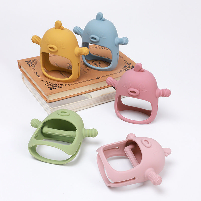 Duck Shaped Silicone Teething Toy Baby Teether Gloves 2