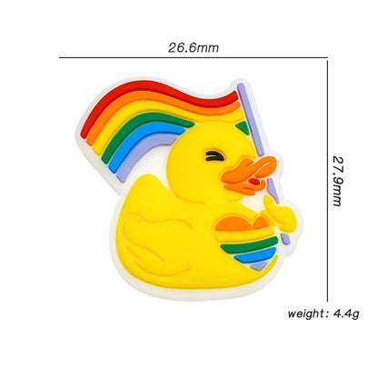 20Pcs Silicone Focal Beads Rainbow Red Flag Holding Heart Yellow Duck 3