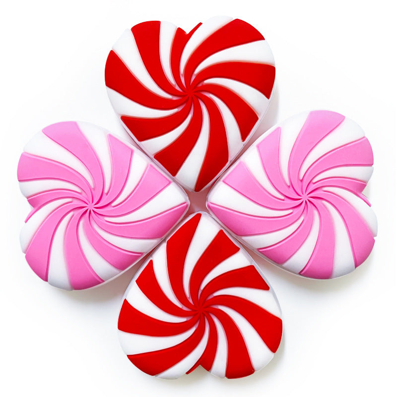20Pcs Silicone Focal Beads Love Candy Macaron Windmill Design 3