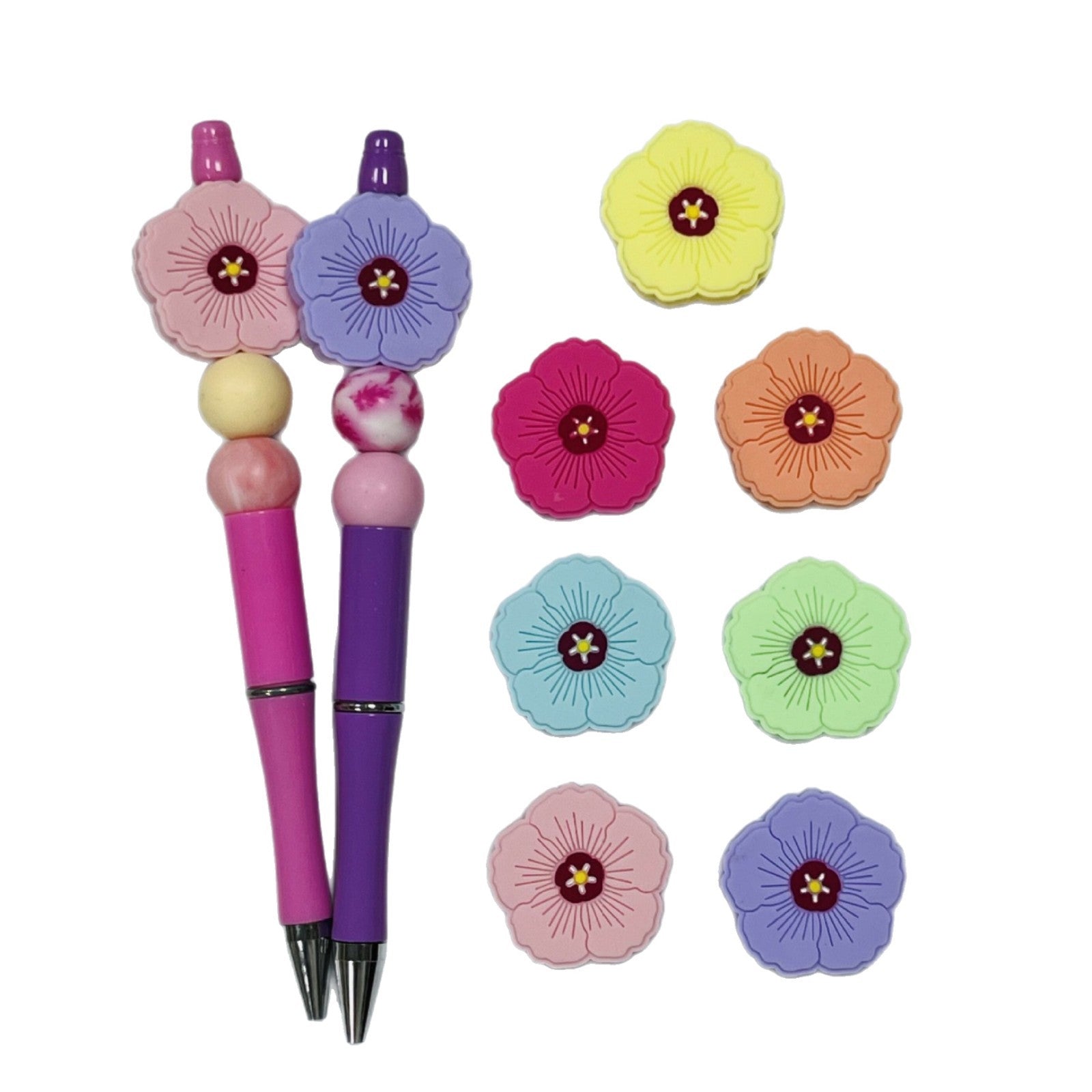 20Pcs Silicone Focal Beads Flower Macaroon Color Design 5