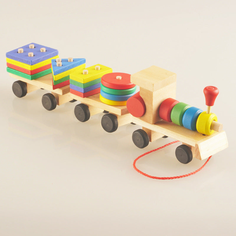 Wooden Train Building Blocks Montessori Toys Fine Motor Skills 5