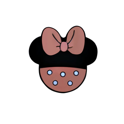 20pcs Silicone Focal Beads Round Ear Mouse Character with Bow 9