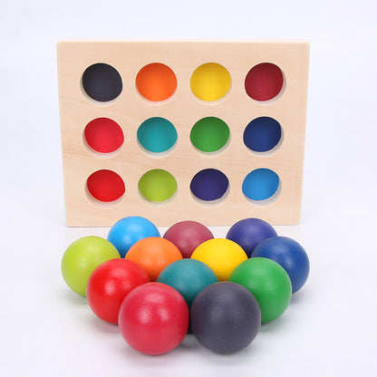 Wooden Montessori Toys Color Sorting Ball Set for Toddlers 12 Pieces 3