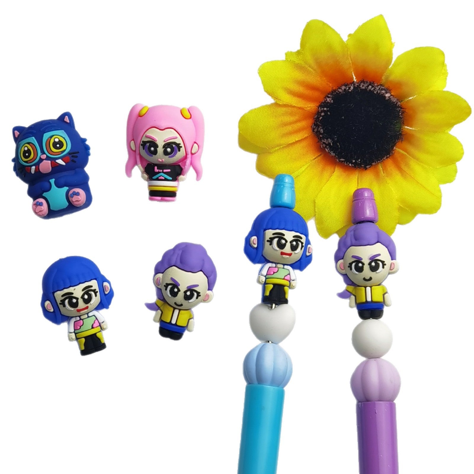 20Pcs Silicone 3D Focal Beads Witch Hunter Cartoon Character Set 3