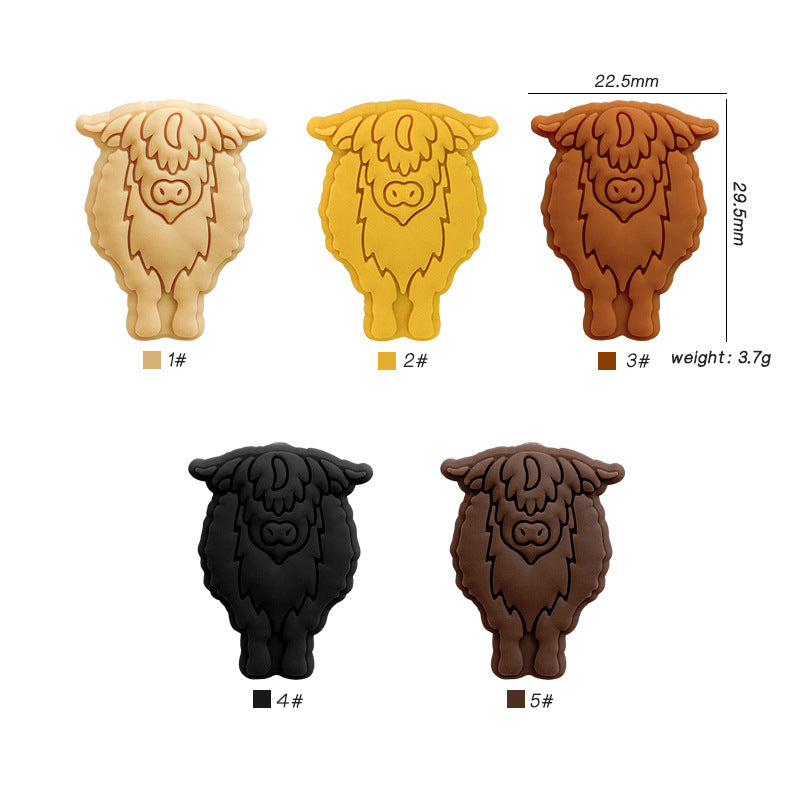 20pcs Silicone Focal Beads Yak Bull Front Facing Detail