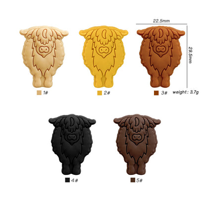 20pcs Silicone Focal Beads Yak Bull Front Facing Detail