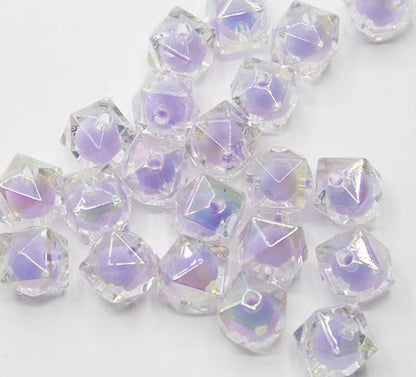 200pcs 16mm Diamond Acrylic Beads Transparent for Jewelry Making 14