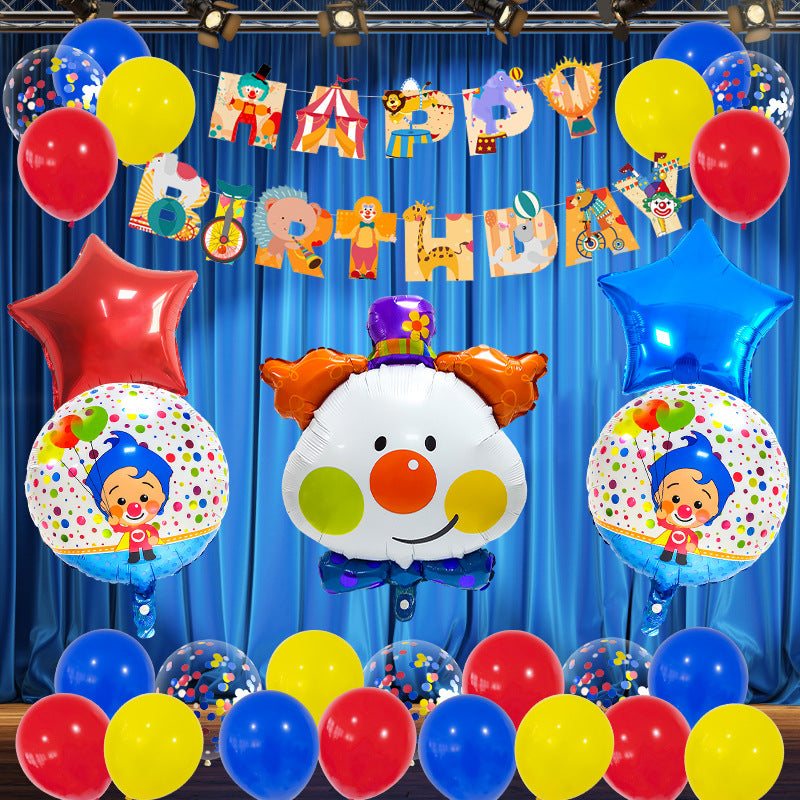 Circus Cartoon Clown Foil Balloon Set Party Decoration 4