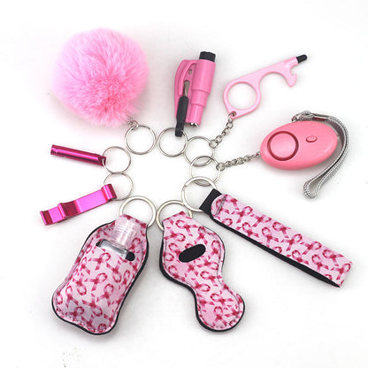 Outdoor Self Defense Alarm Whistle Pompom Keychain 10 Pack 28