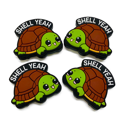 20Pcs Silicone Focal Beads Cute Little Turtle Shell Yeah Text Detail 4