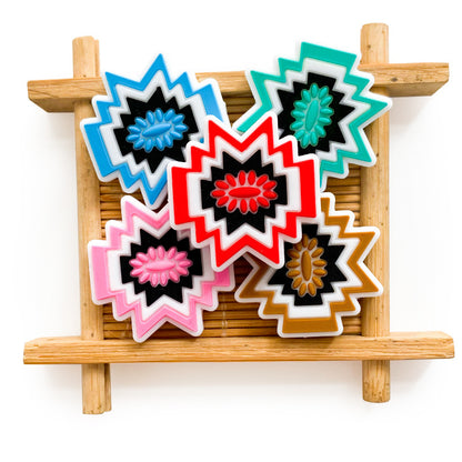 20Pcs Silicone Focal Beads Cartoon Wormhole Geometric Starburst Design 3