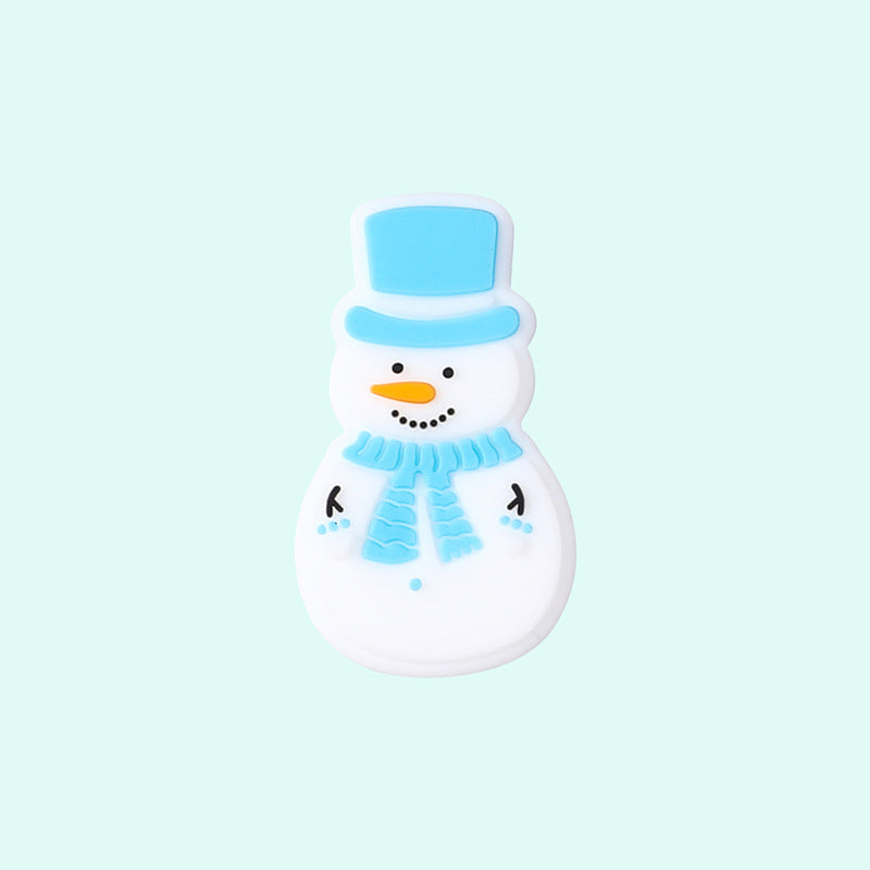 Silicone Focal Beads Snow Polar Bear Penguin Winter Snowman Design 5