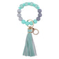 Letter LOVE Silicone Bead Wristlet Keychain PU Leather Tassel 9