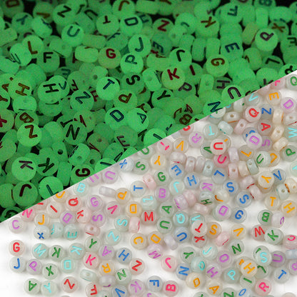 100 Pack Glow In The Dark Flat Round Letter Heart Acrylic Beads Bracelet Accessories 8