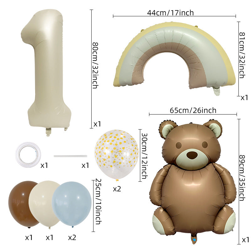 Teddy Bear Foil Balloon Set Birthday Party Decoration 20x15cm 2