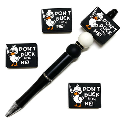 20pcs Silicone Focal Beads Handsome Duck Front Facing with Sword 2