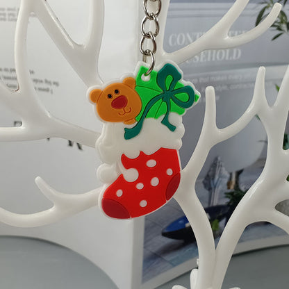 Cartoon Christmas Silicone Keychain Holiday Gift Charm Set 4