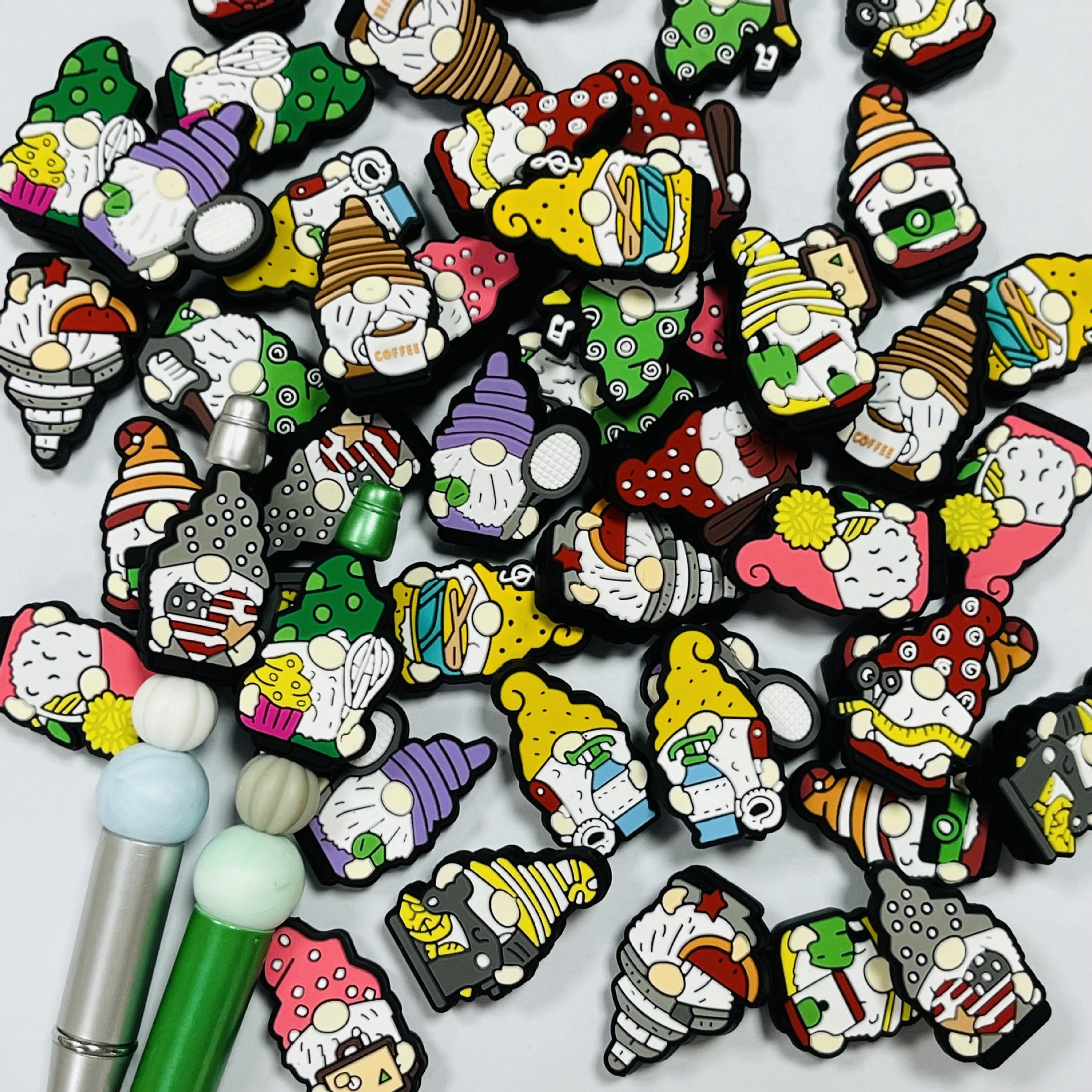 20Pcs Silicone Focal Beads Cartoon Dwarf Front Facing 2