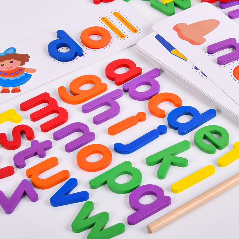 Wooden Montessori Toys English Letter Card Spelling Educational Toy 2