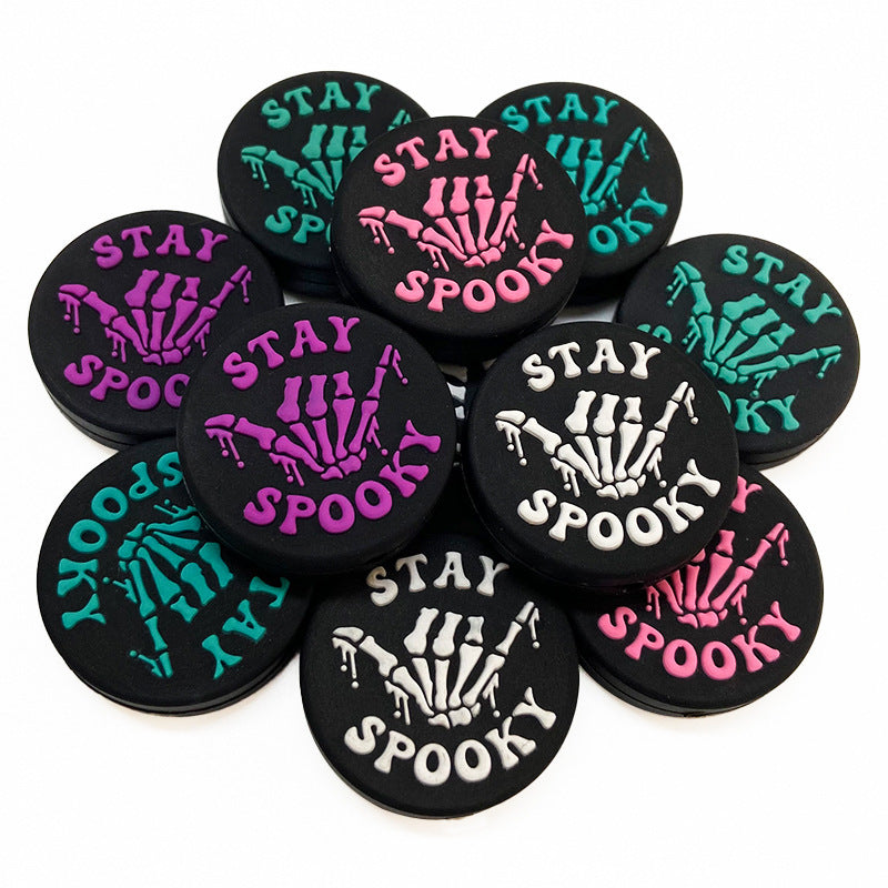 20Pcs Silicone Focal Beads Ghost Finger With Dripping Bones and Text