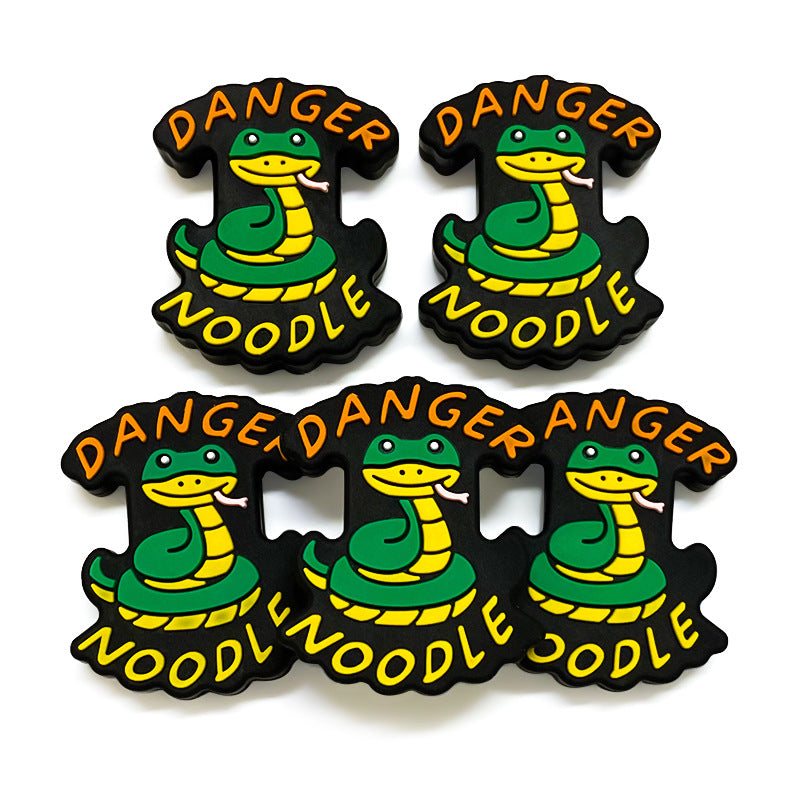 20Pcs Silicone Focal Beads Animal Snake With Danger Noodle Text 4