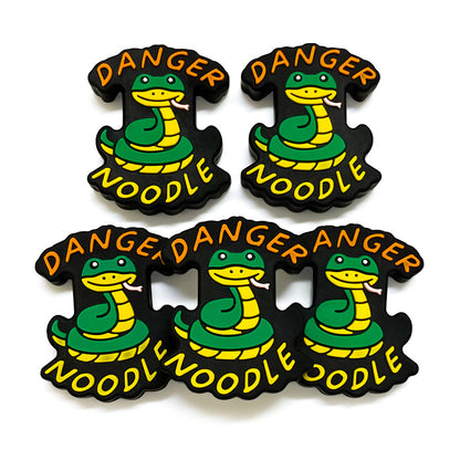 20Pcs Silicone Focal Beads Animal Snake With Danger Noodle Text 4