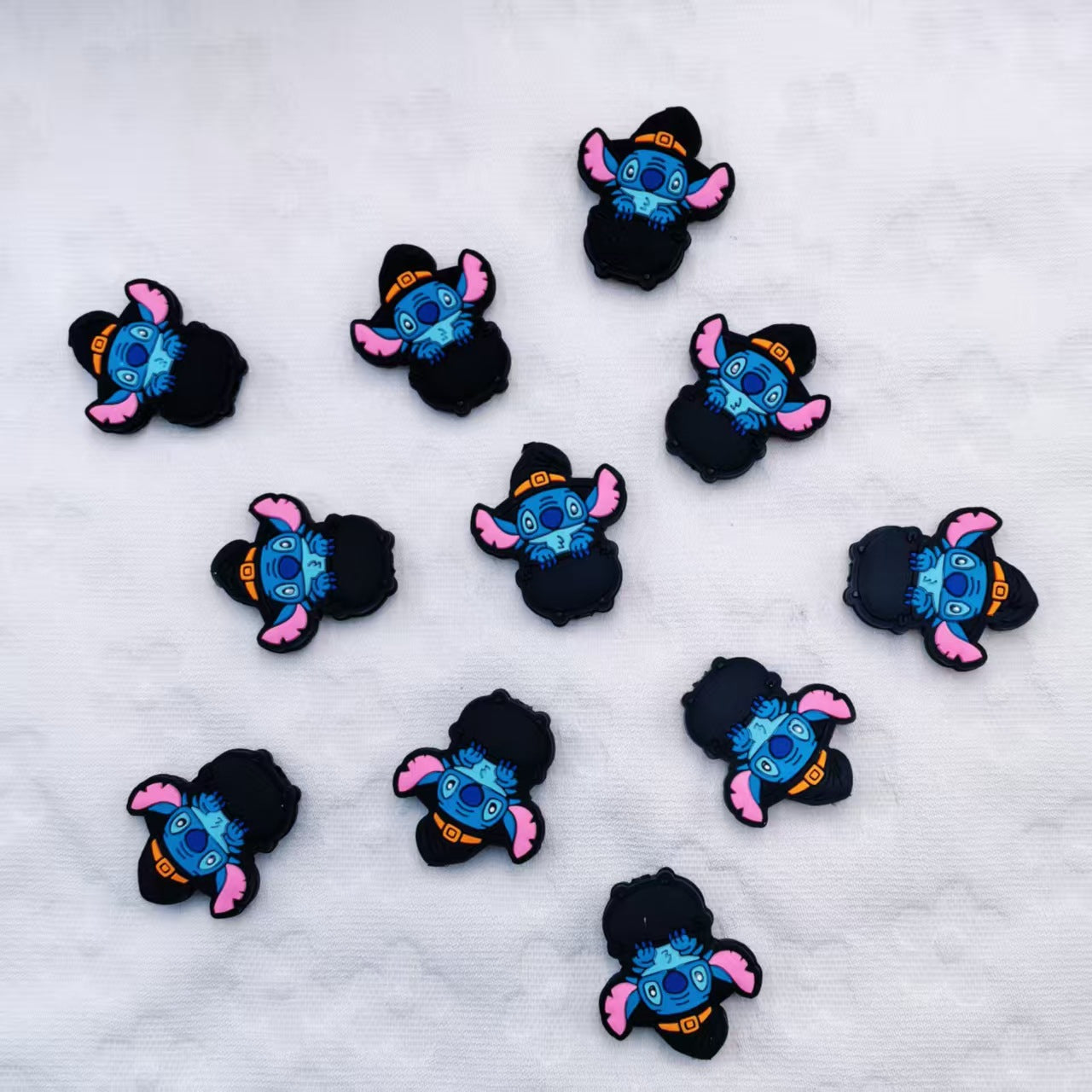 20Pcs Silicone Focal Beads Blue Alien Character Large Ears Wizard Hat 2