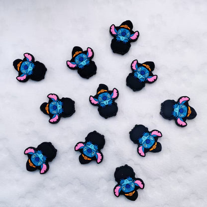 20Pcs Silicone Focal Beads Blue Alien Character Large Ears Wizard Hat 2