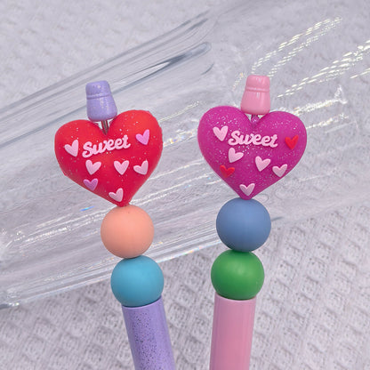 20Pcs Silicone 3D Focal Beads Valentine Day Love Heart Sweet Text 2