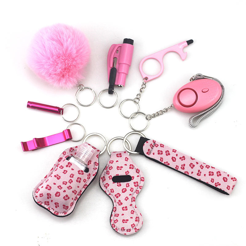 Outdoor Self Defense Alarm Whistle Pompom Keychain 10 Pack 31