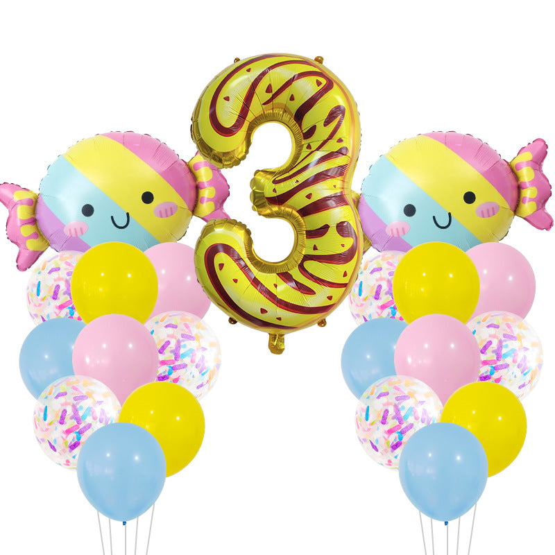 Candy Donuts Foil Balloon Set Party Decoration 1Set 6