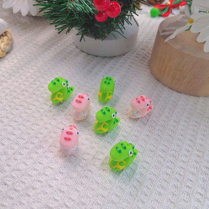 20Pcs Silicone 3D Focal Beads Dinosaur Three Color Cute Design 3