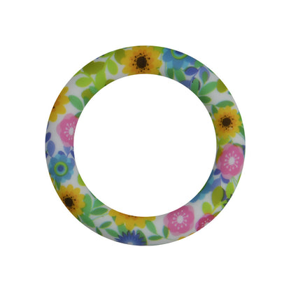 65mm Printed Silicone Beads Rings Multi Color Design 10